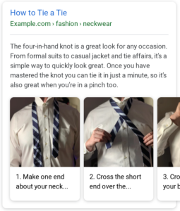 how to tie a tie screenshot taken from Google search results