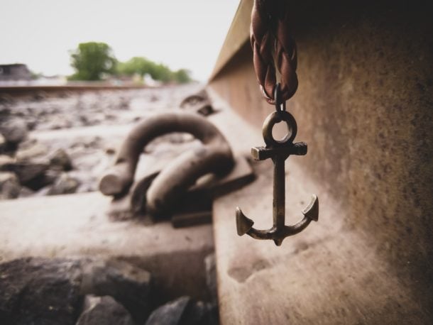 gray metal anchor pendant