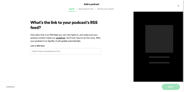 spotify rss feed link