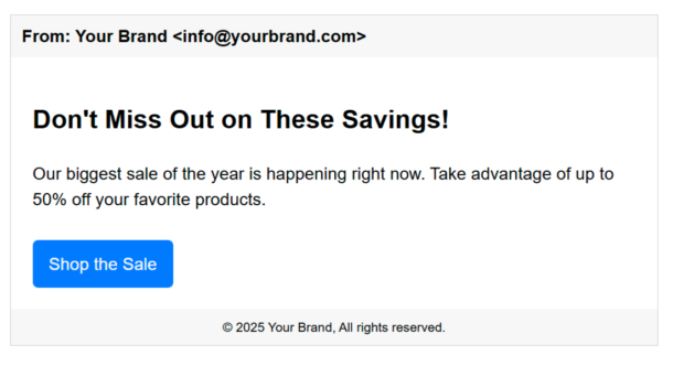 Simple Promotional Email in a Preview-Style Format